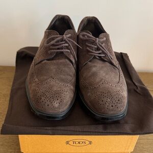 Tod's Men's Brown Suede Oxford Shoes